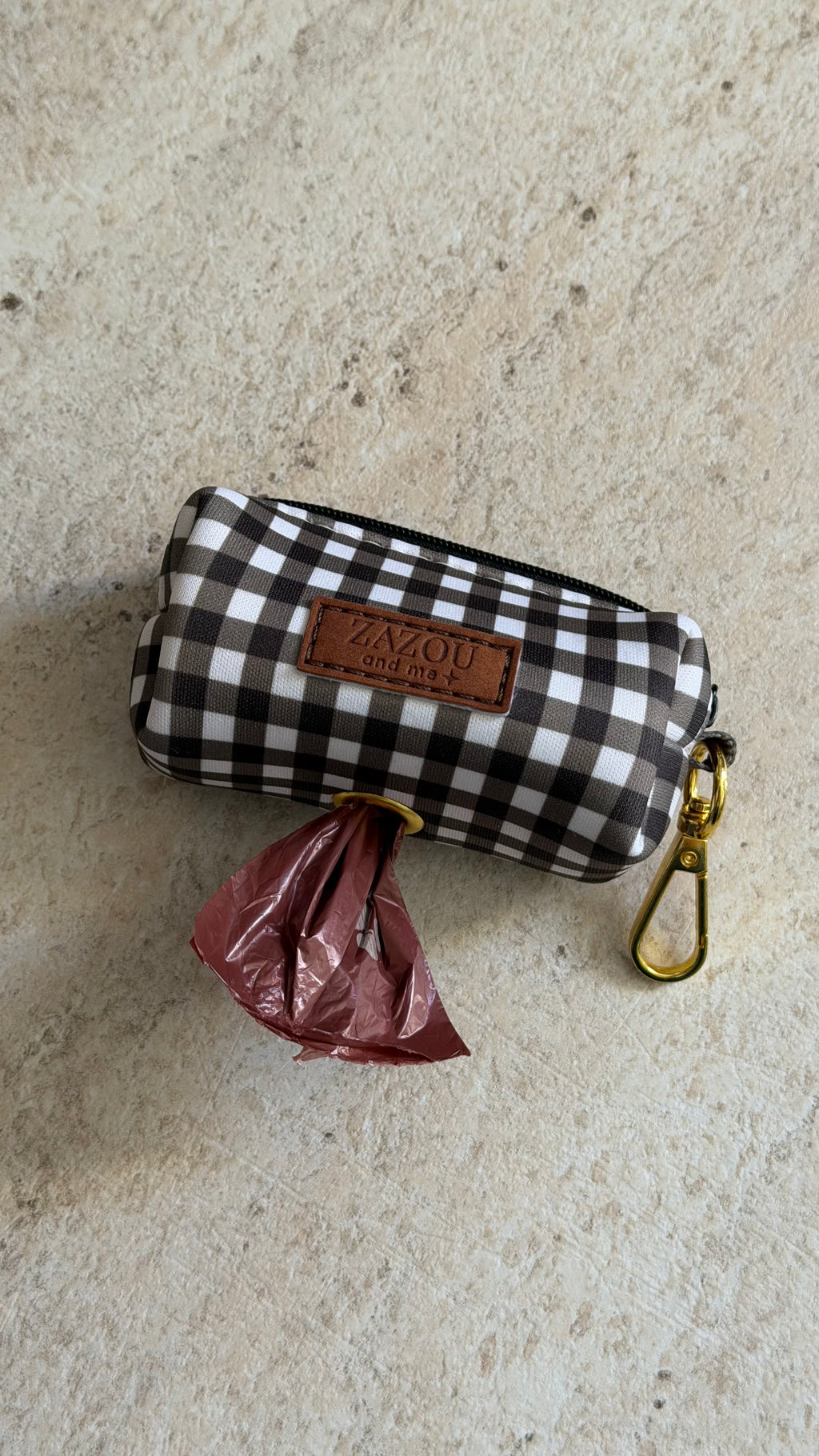 Poop bag Vichy marron