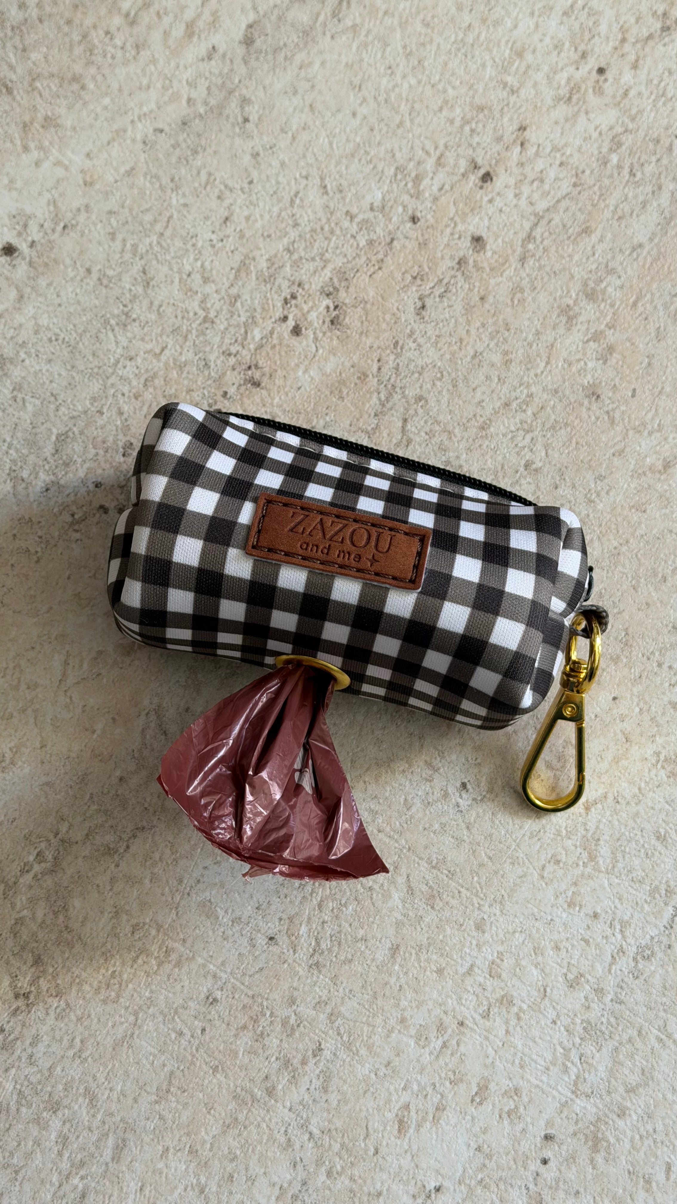 Poop bag Vichy marron
