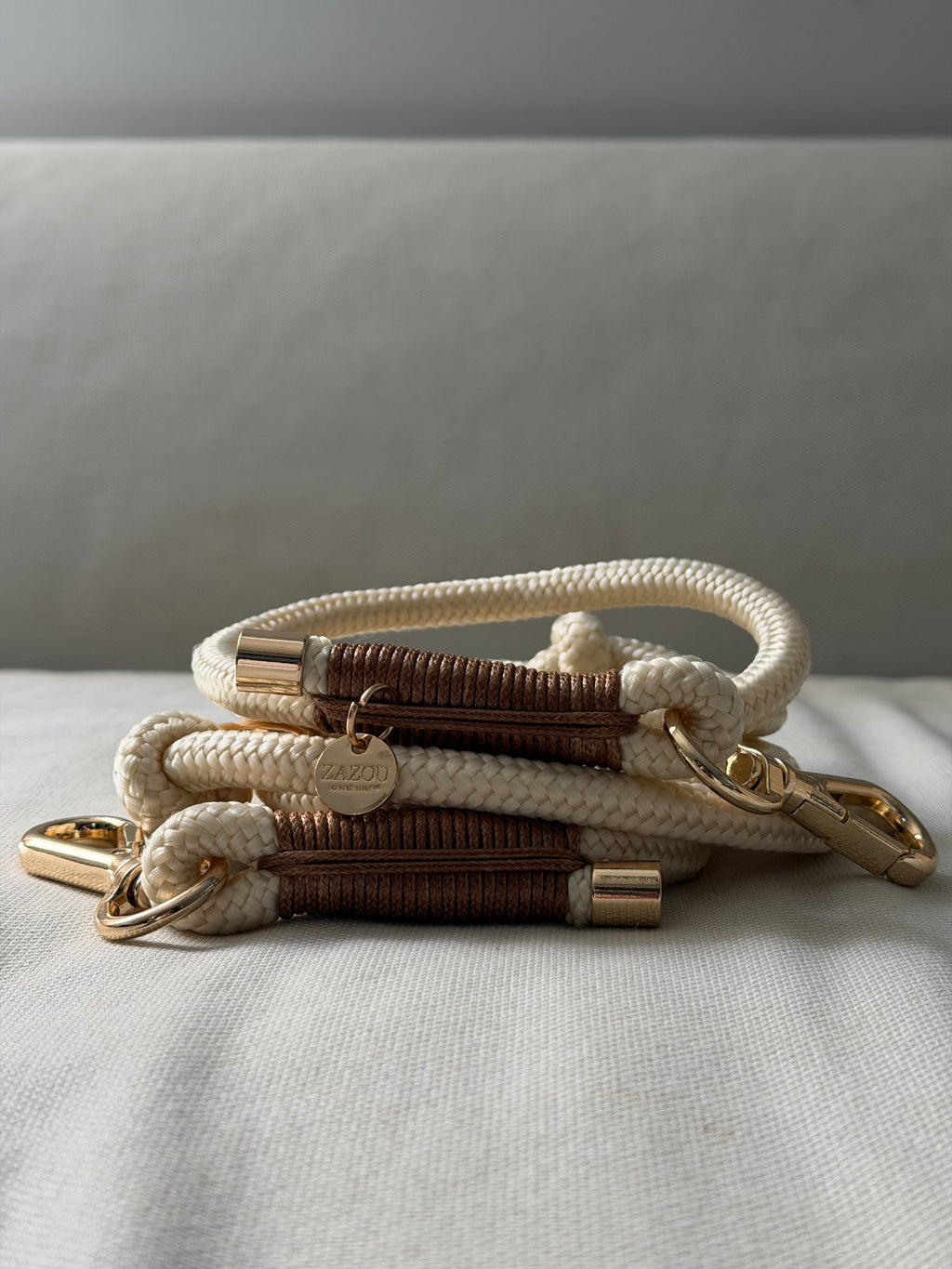 Laisse multi-positions beige