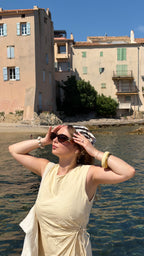 Bandana rayé marron et jaune beurre