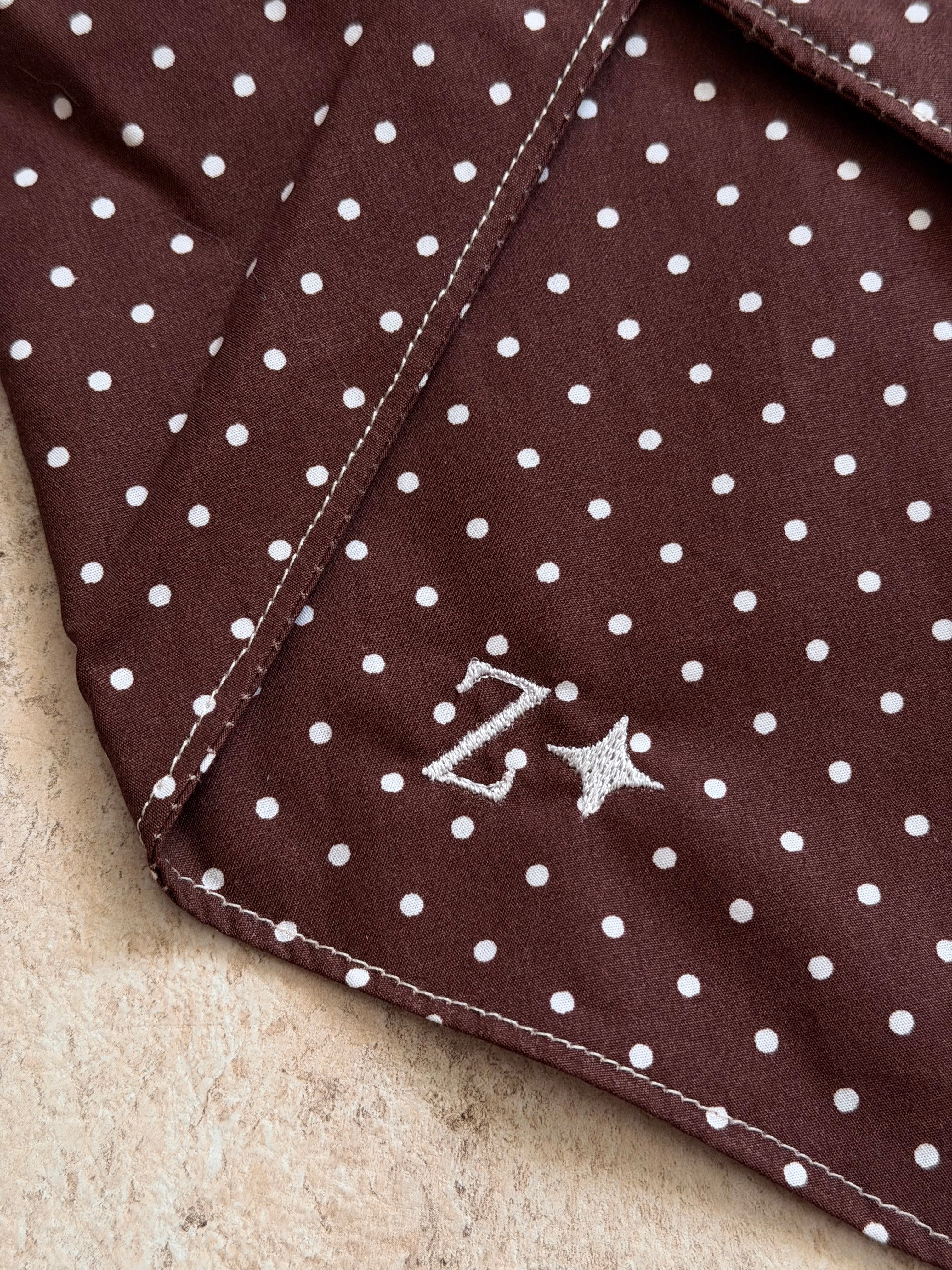 Bandana polka dot marron et blanc