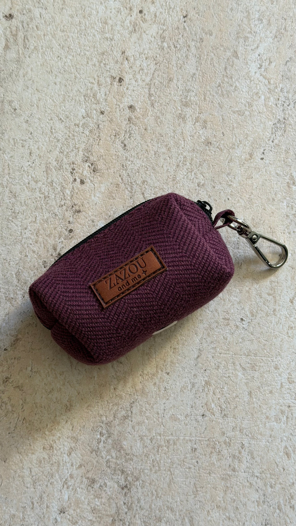 Poop bag tweed chevron bordeaux