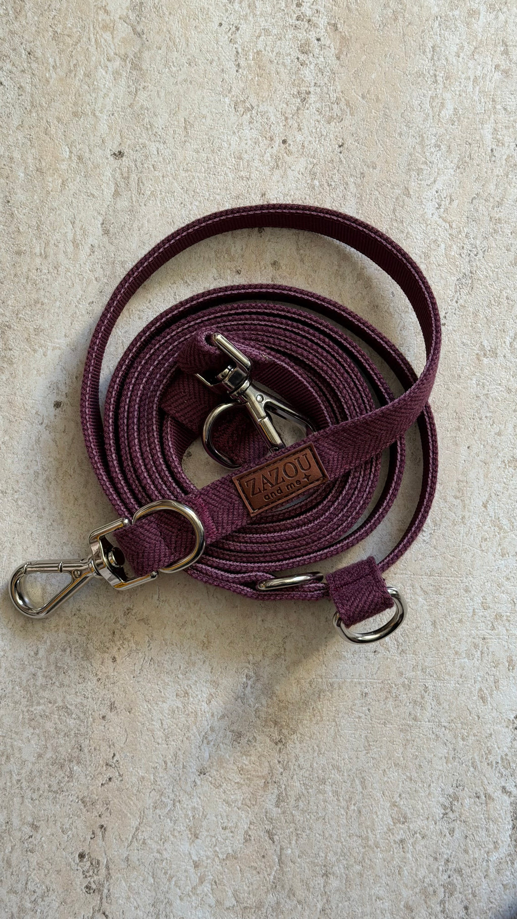 Laisse multipositions tweed chevron bordeaux