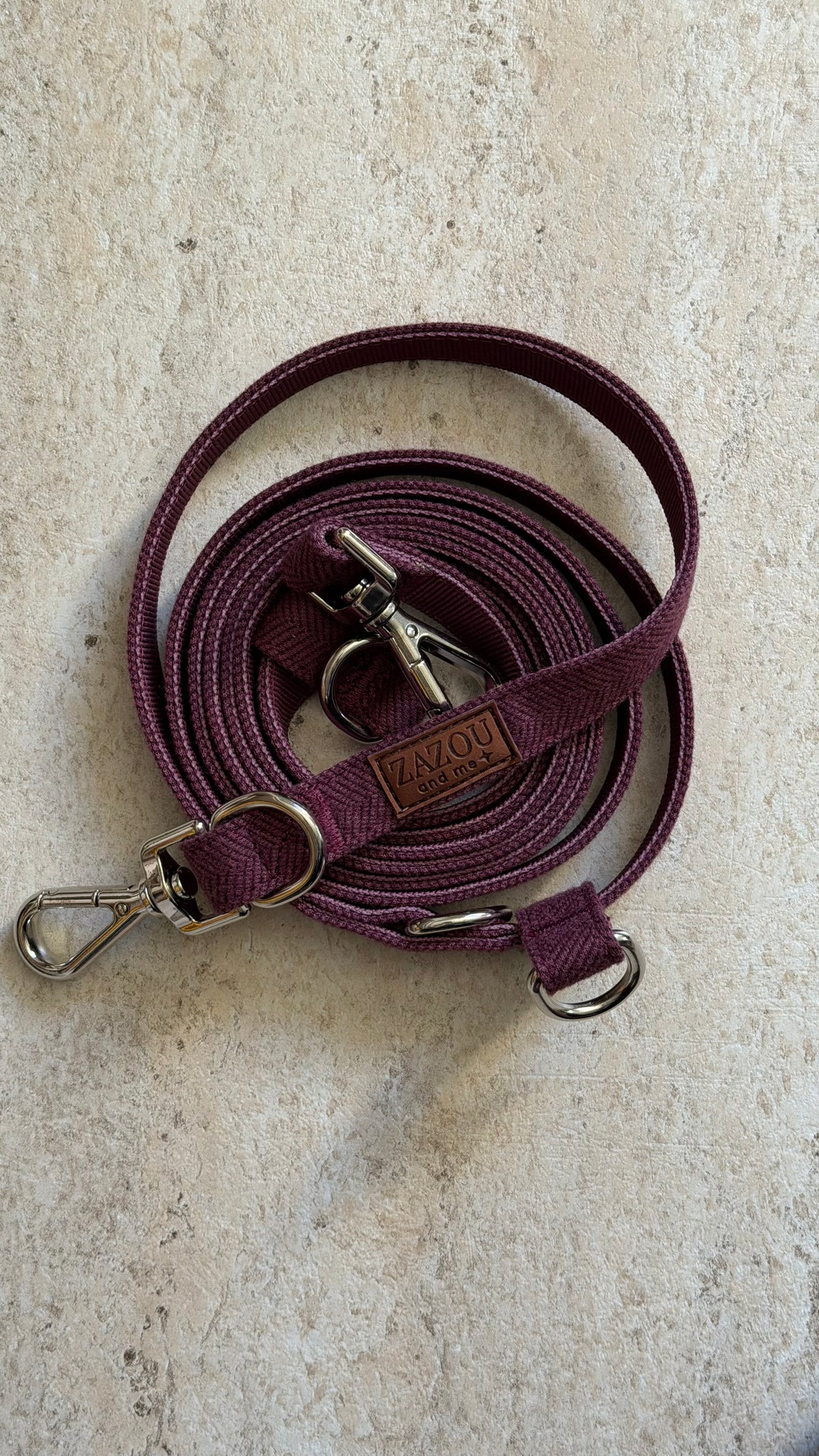 Laisse multipositions tweed chevron bordeaux