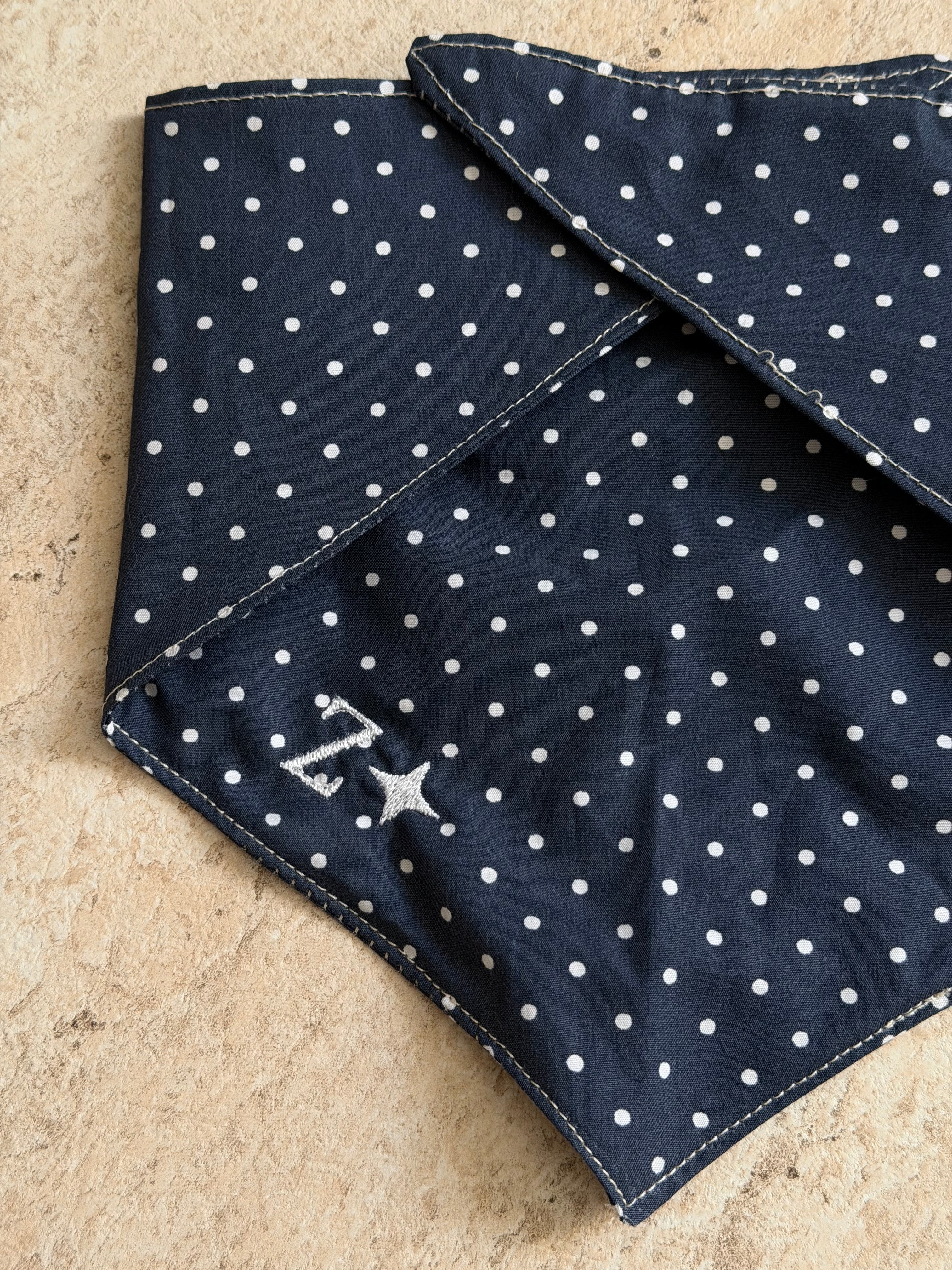 Bandana à pois bleu et blanc