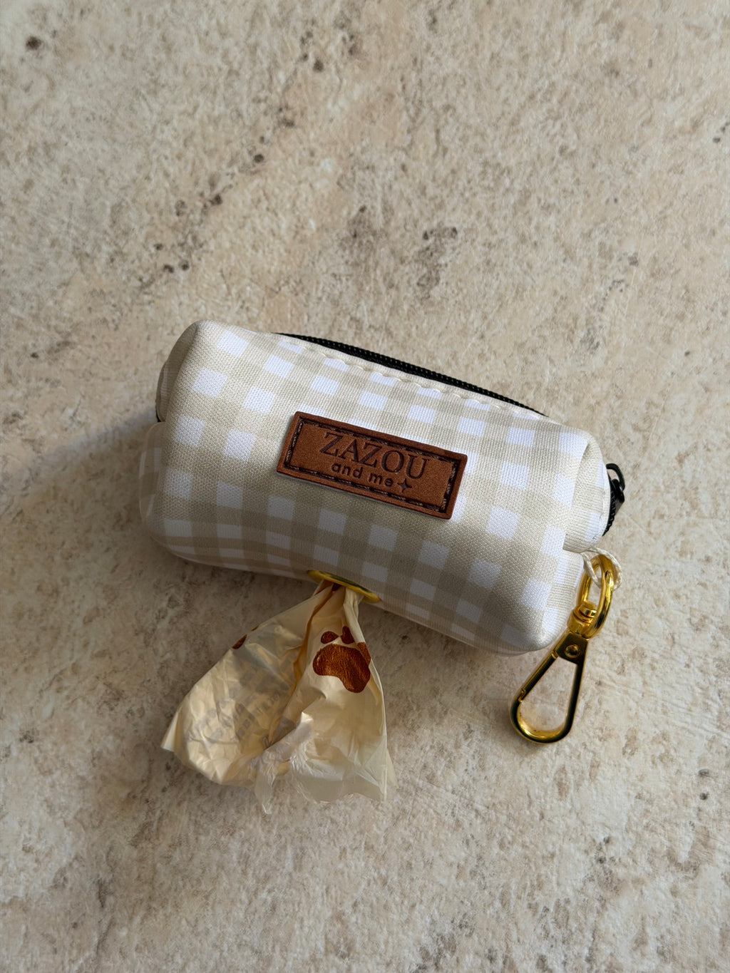 Poop bag Vichy beige